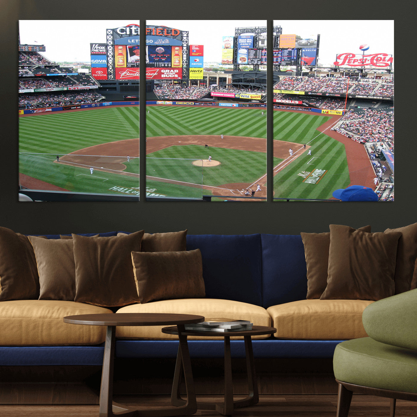 MGV-CV-60X30-3P - New York Mets Baseball Team Print - Citi Field Baseball Stadium Wall Art Canvas Print