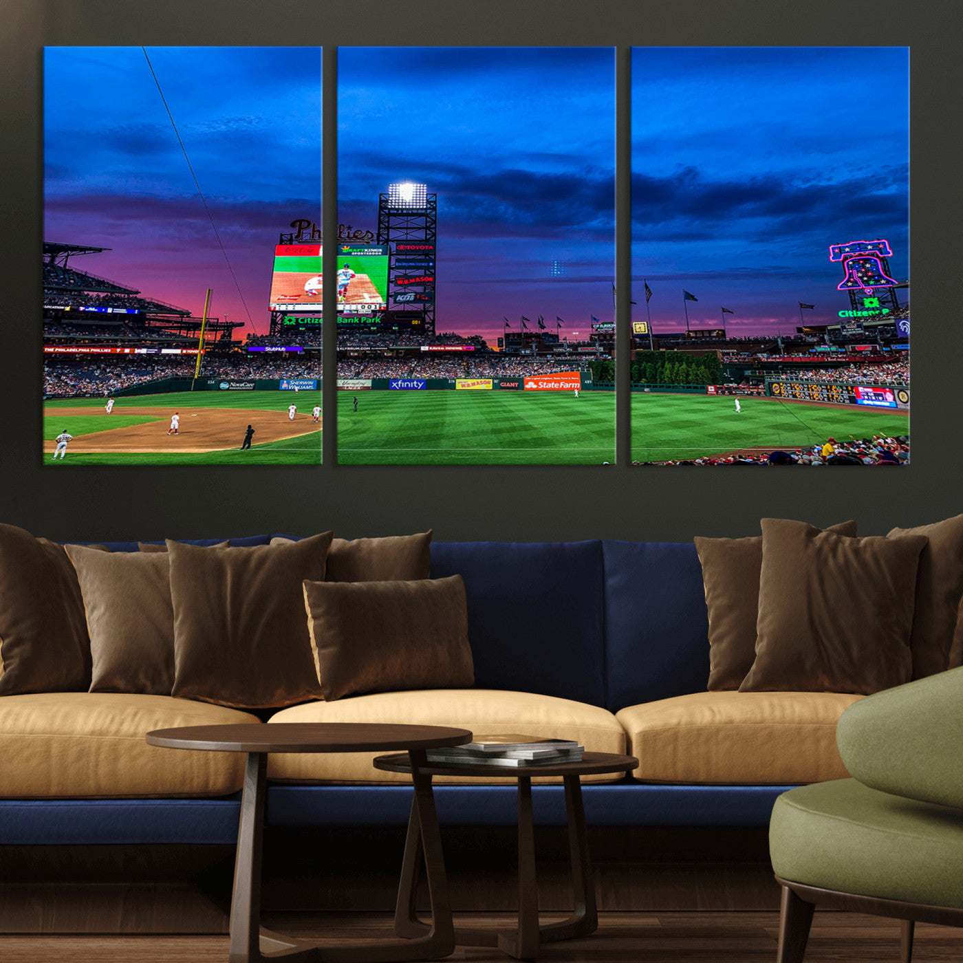 MGV-CV-60X30-3P - Philadelphia Phillies Baseball Team Print - Philadelphia Citizens Bank Park Stadium Canvas Wall Art