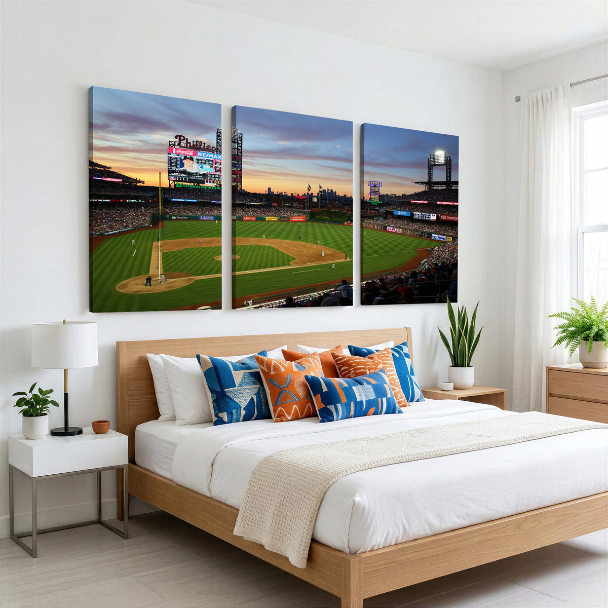 13778-MGV-CV-36X24 - Citizens Bank Park Philadelphia Phillies Wall Art Canvas | 3-Panel Canvas Print of Phillies Stadium