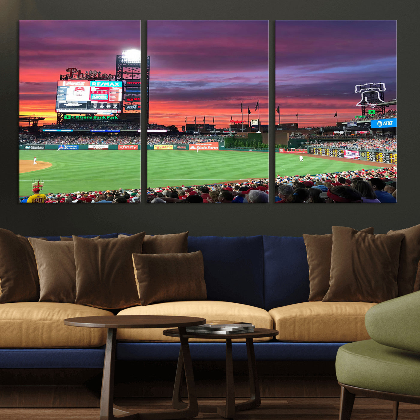 MGV-CV-60X30-3P - Philadelphia Phillies Baseball Team Print - Philadelphia Citizens Bank Park Stadium Wall Art Canvas