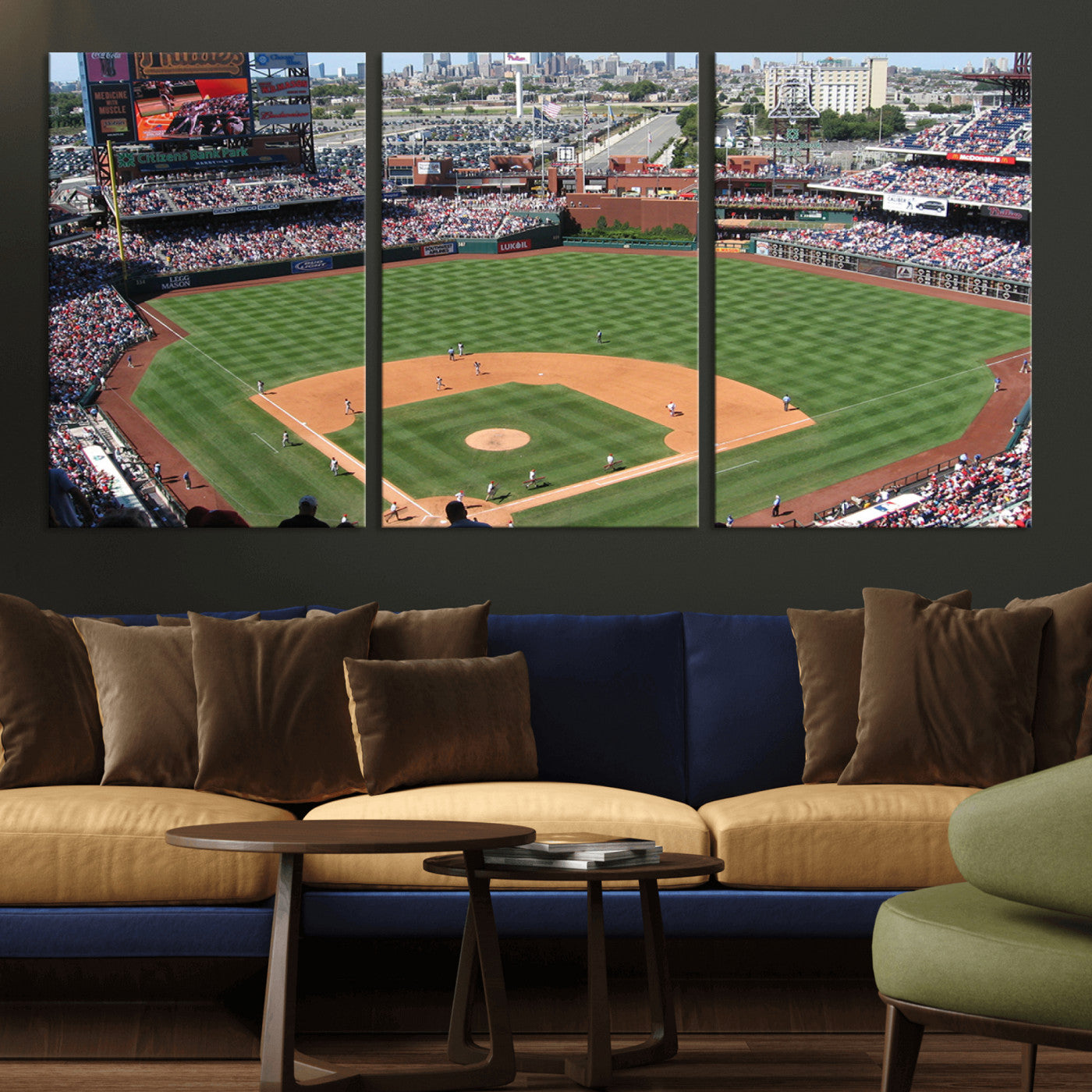 MGV-CV-60X30-3P - Philadelphia Phillies Baseball Team Print - Philadelphia Citizens Bank Park Stadium Wall Art Canvas