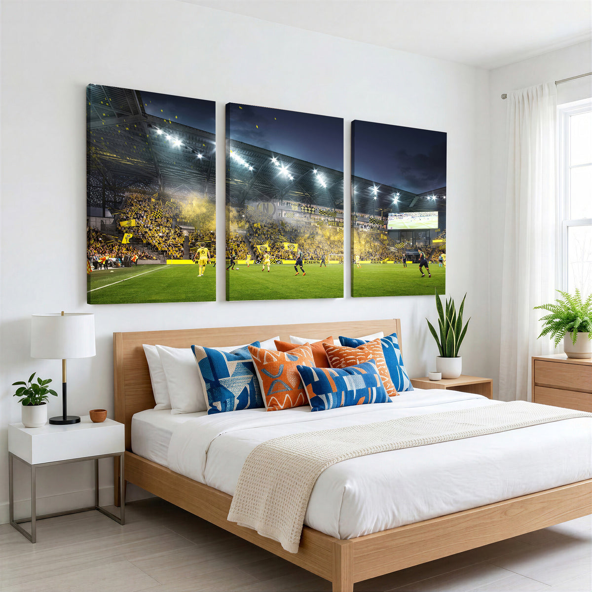 65820-MGV-CV-36X24 - Columbus Crew Stadium Match Triple Canvas Wall Art - Dynamic MLS Game Scene Canvas Wall Art