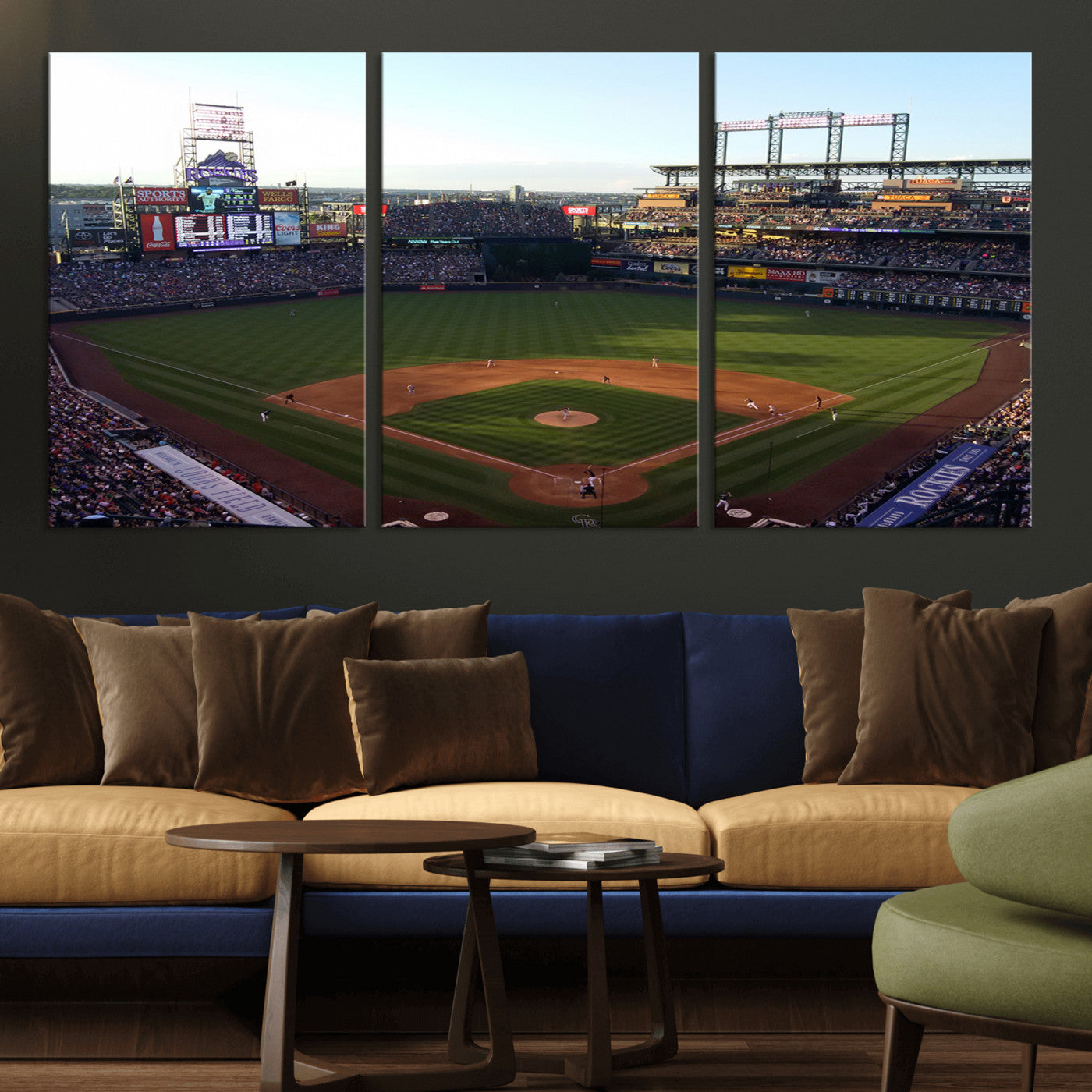 MGV-CV-60X30-3P - Colorado Rockies Coors Field Wall Art Canvas Print - MLB Baseball Stadium