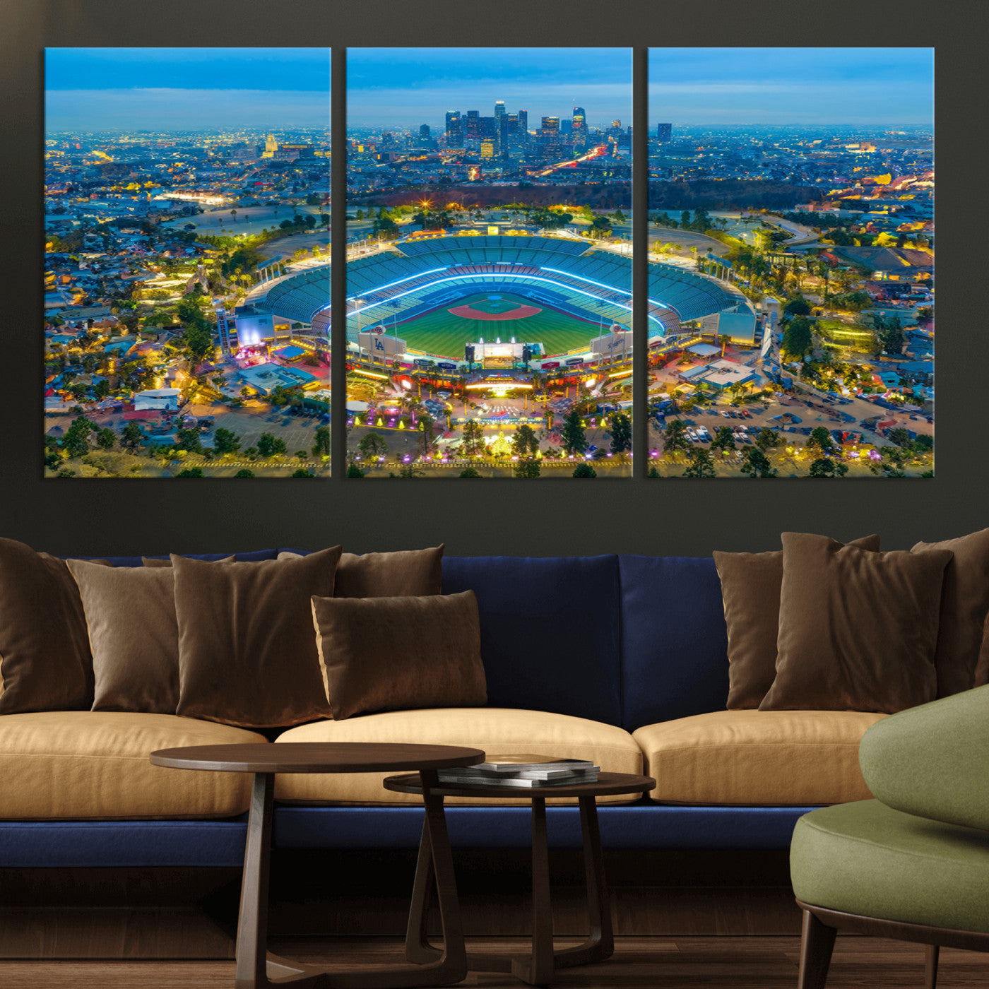 MGV-CV-60X30-3P - Los Angeles Dodgers Wall Art Canvas, Dodger Stadium Wall Art Canvas Print - MLB Baseball Stadium
