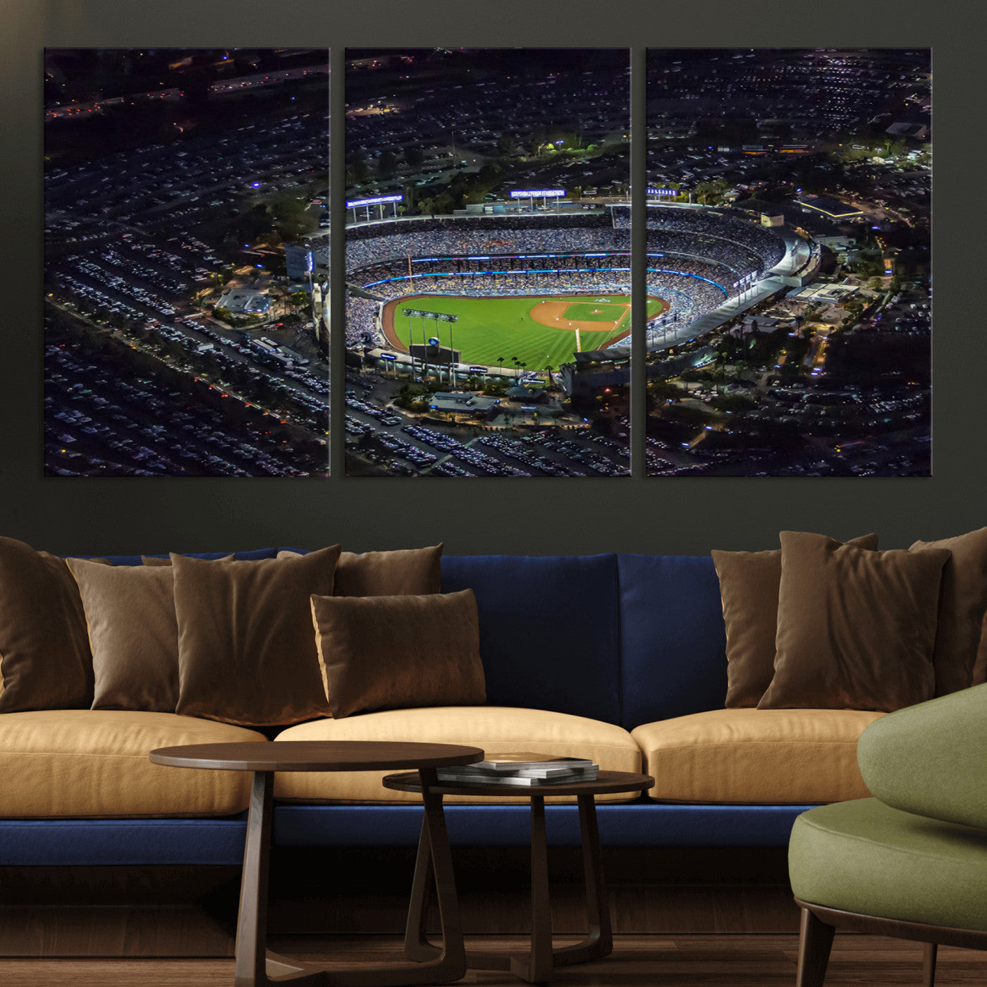 MGV-CV-60X30-3P - Los Angeles Dodgers Dodger Stadium Wall Art Canvas Print - MLB Baseball Stadium
