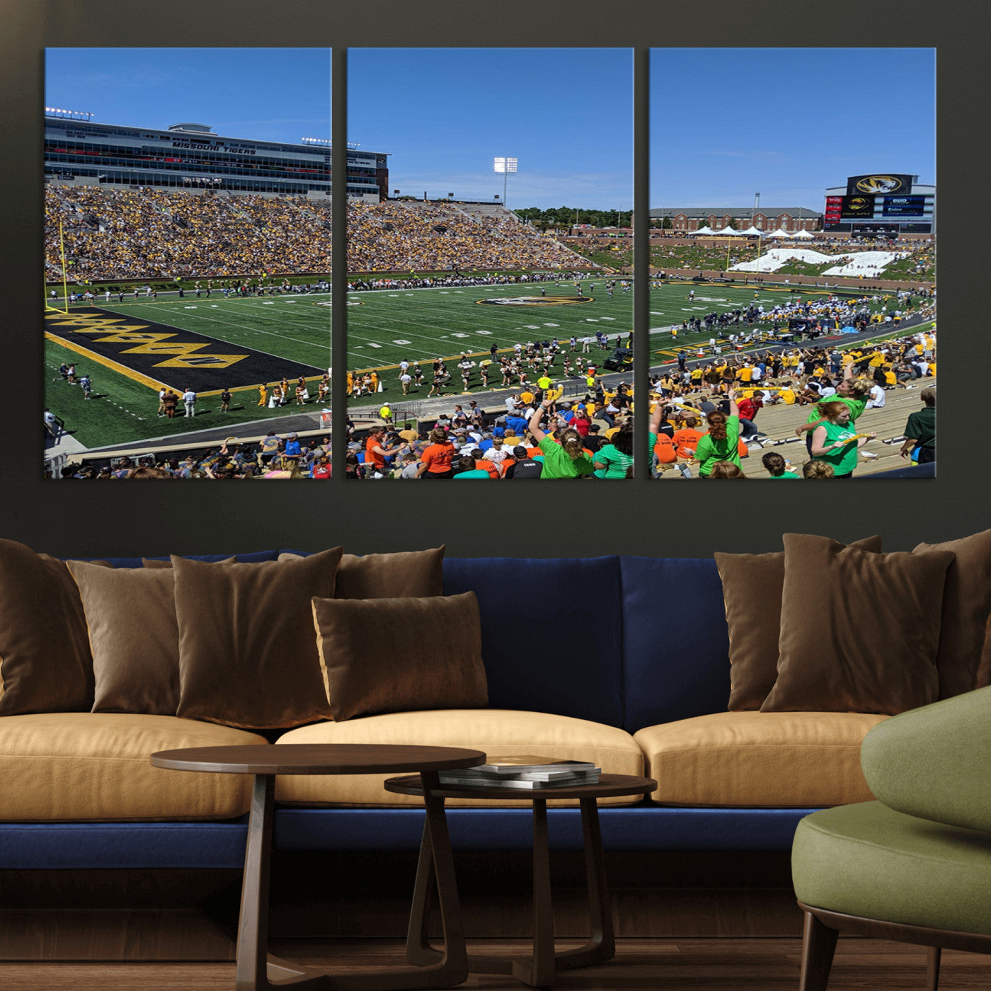 MGV-CV-60X30-3P - University of Missouri Tigers Football Team Print - Columbia Faurot Field Memorial Stadium Wall Art