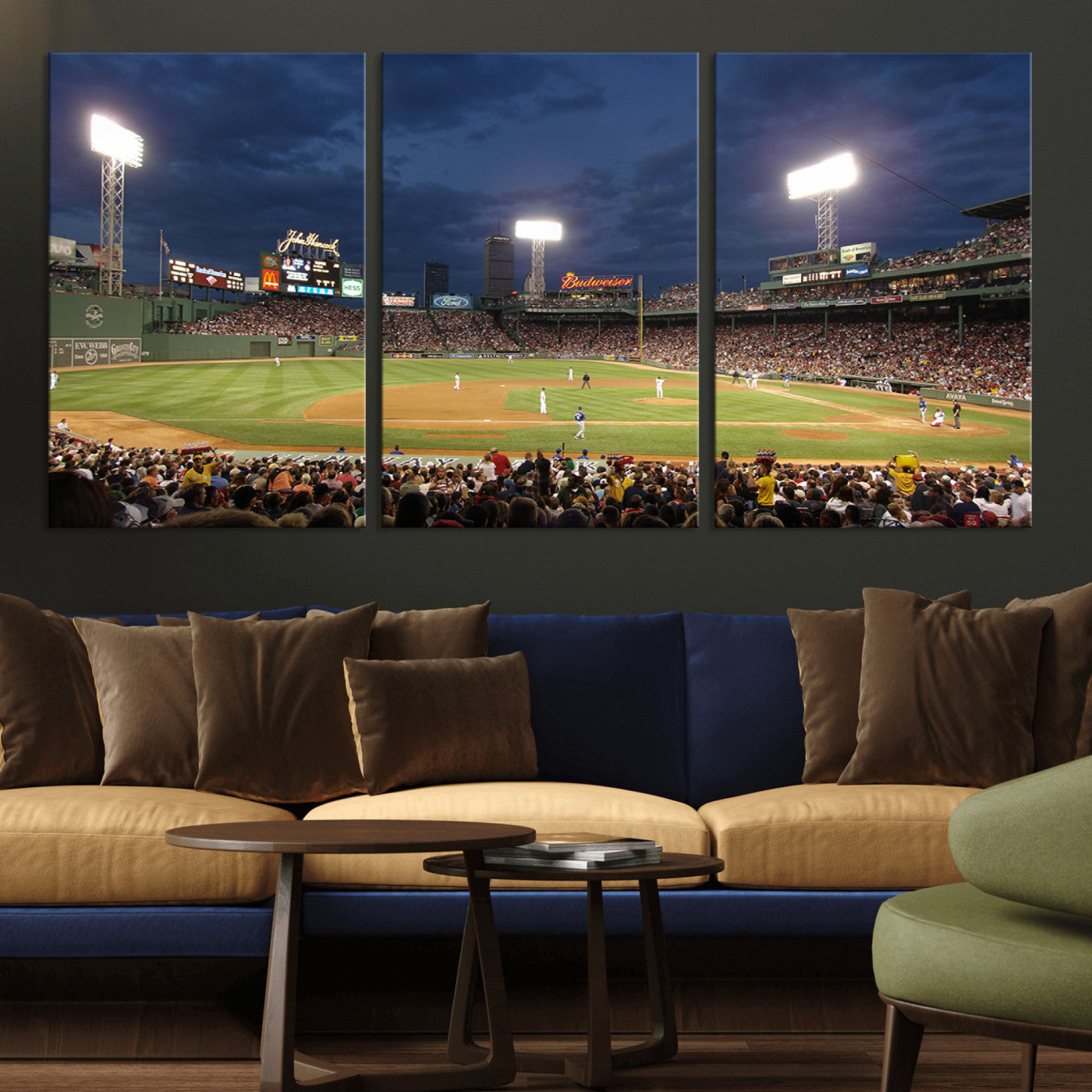 MGV-CV-60X30-3P - Boston Red Sox Baseball Team Print Canvas - Massachusetts Fenway Park Stadium Wall Art Canvas Print