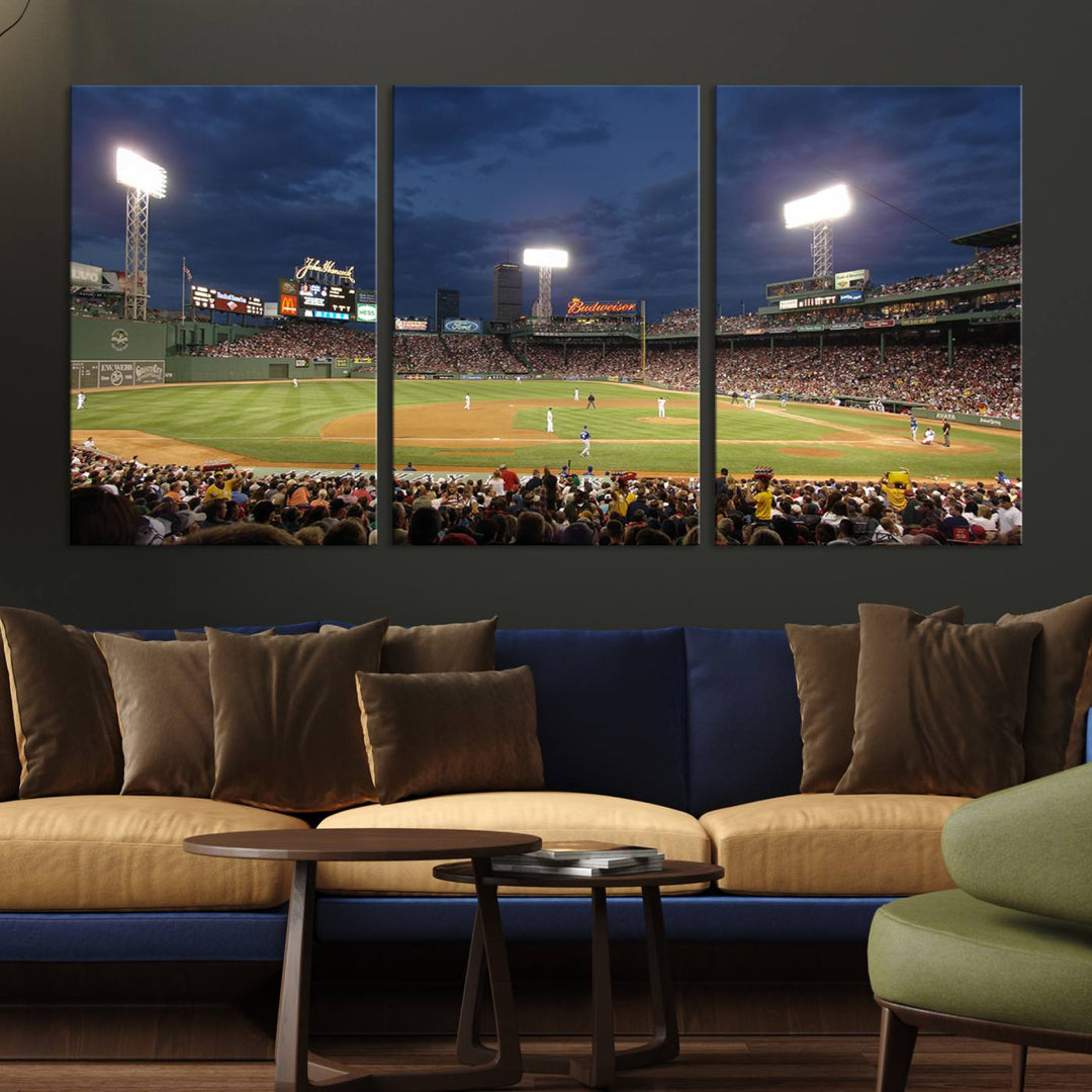 The Boston Red Sox Fenway Park Canvas: a cozy baseball scene, perfect wall art.