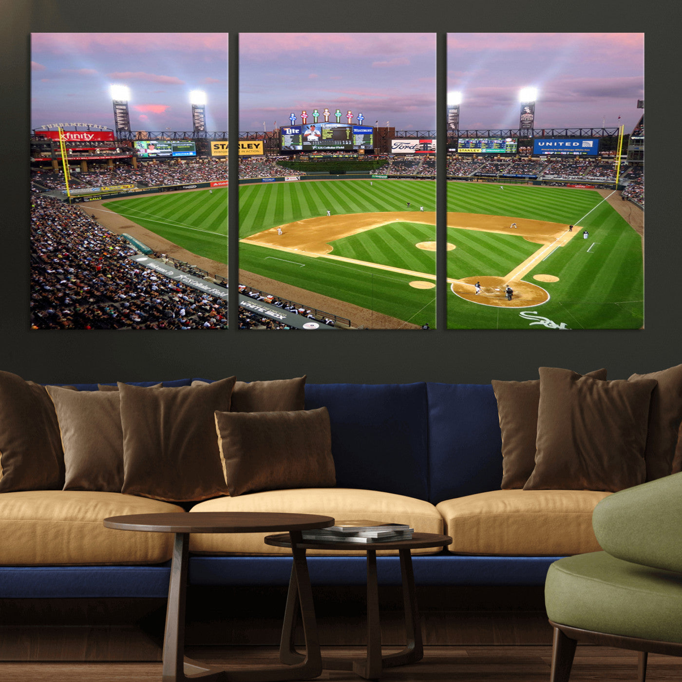 MGV-CV-60X30-3P - Chicago White Sox Baseball Team Print Canvas- Guaranteed Rate Field Stadium Wall Art Canvas Print