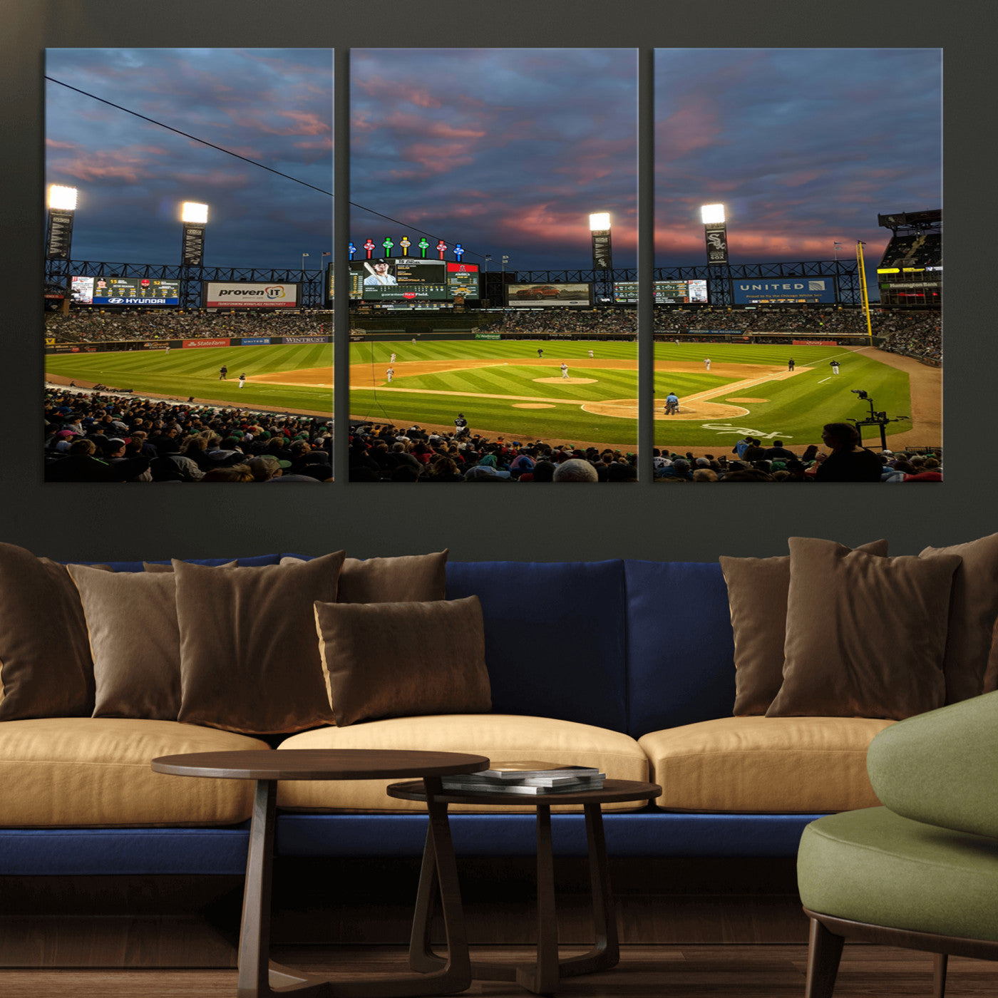 MGV-CV-60X30-3P - Chicago White Sox Baseball Team Print Canvas- Guaranteed Rate Field Stadium Wall Art Canvas Print