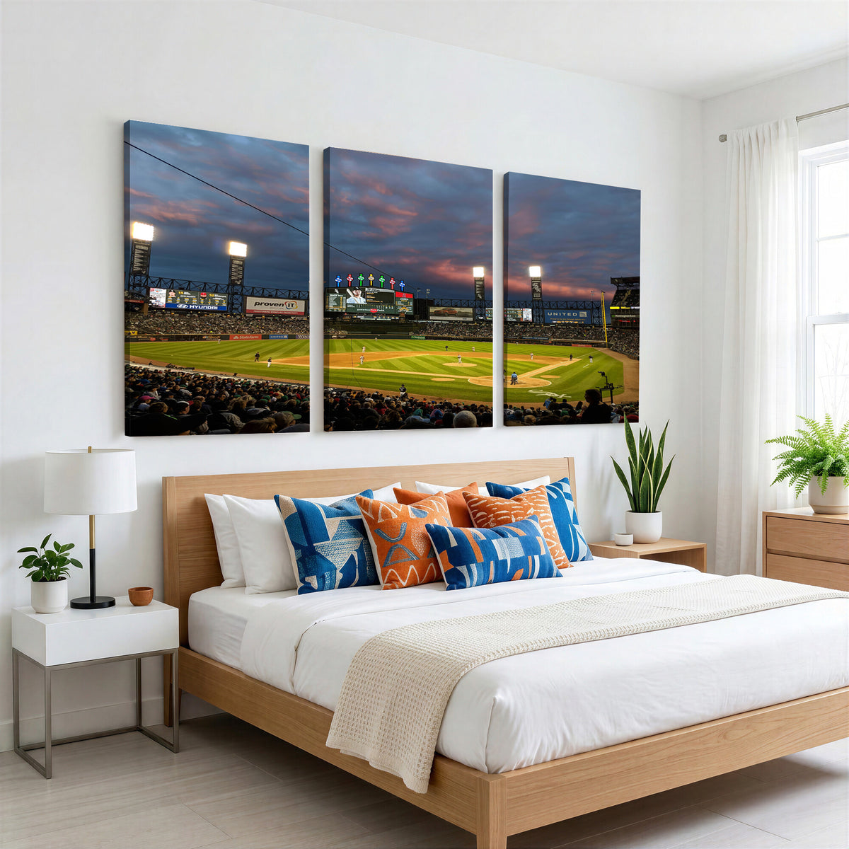 96063-MGV-CV-36X24 - Chicago White Sox Baseball Team Print Canvas, Guaranteed Rate Field, Framed and Ready to Hang