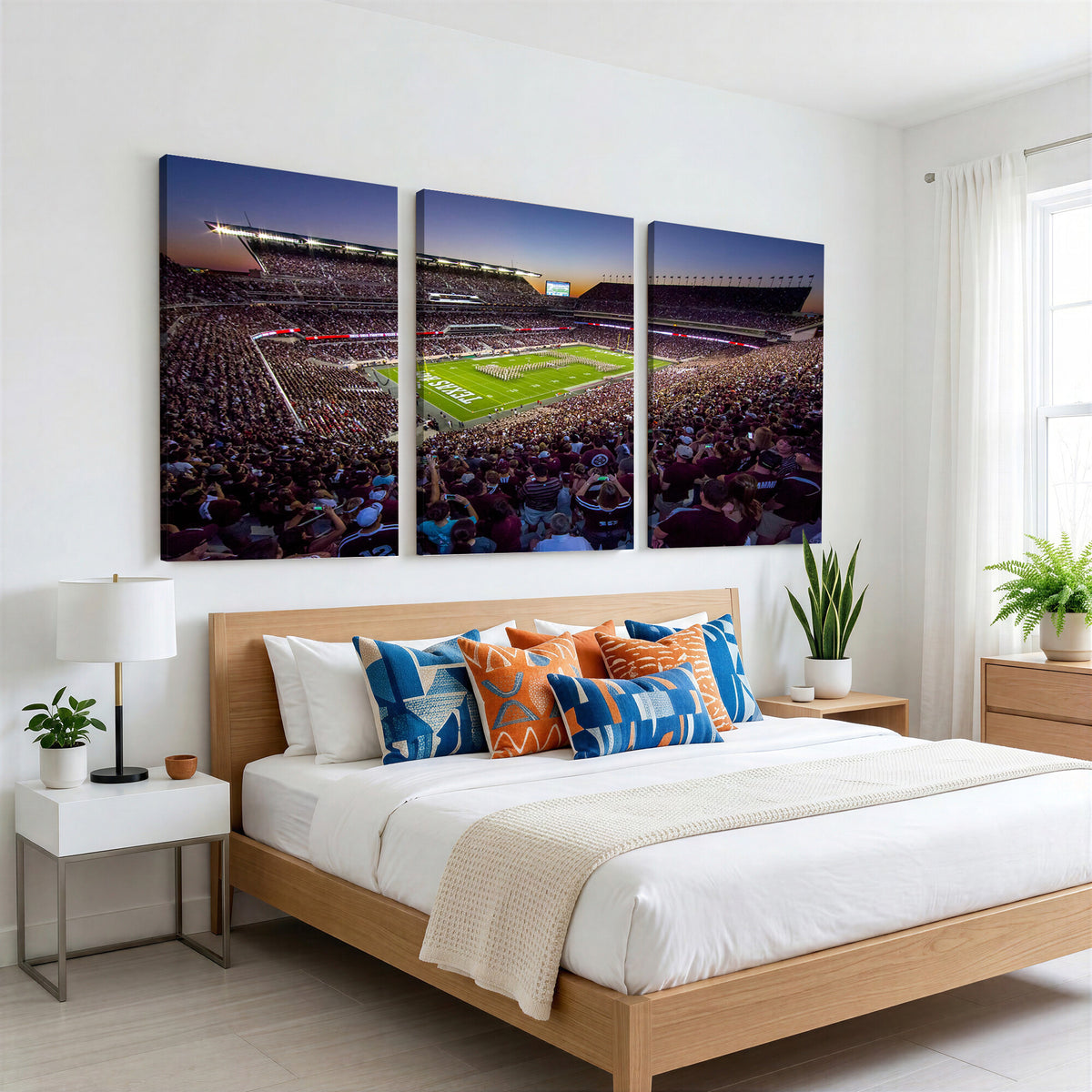 25148-MGV-CV-36X24 - Texas A&M University Aggies Football Team Print, College Station Kyle Field, Framed and Ready to Hang