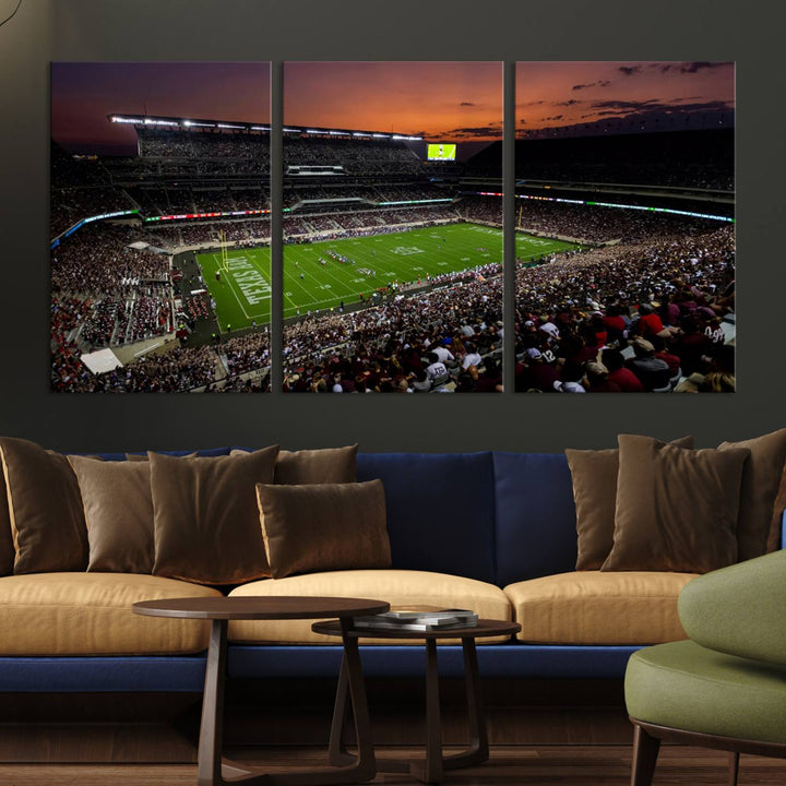 Canvas print of the Texas A&M University Aggies football team at Kyle Field Stadium.