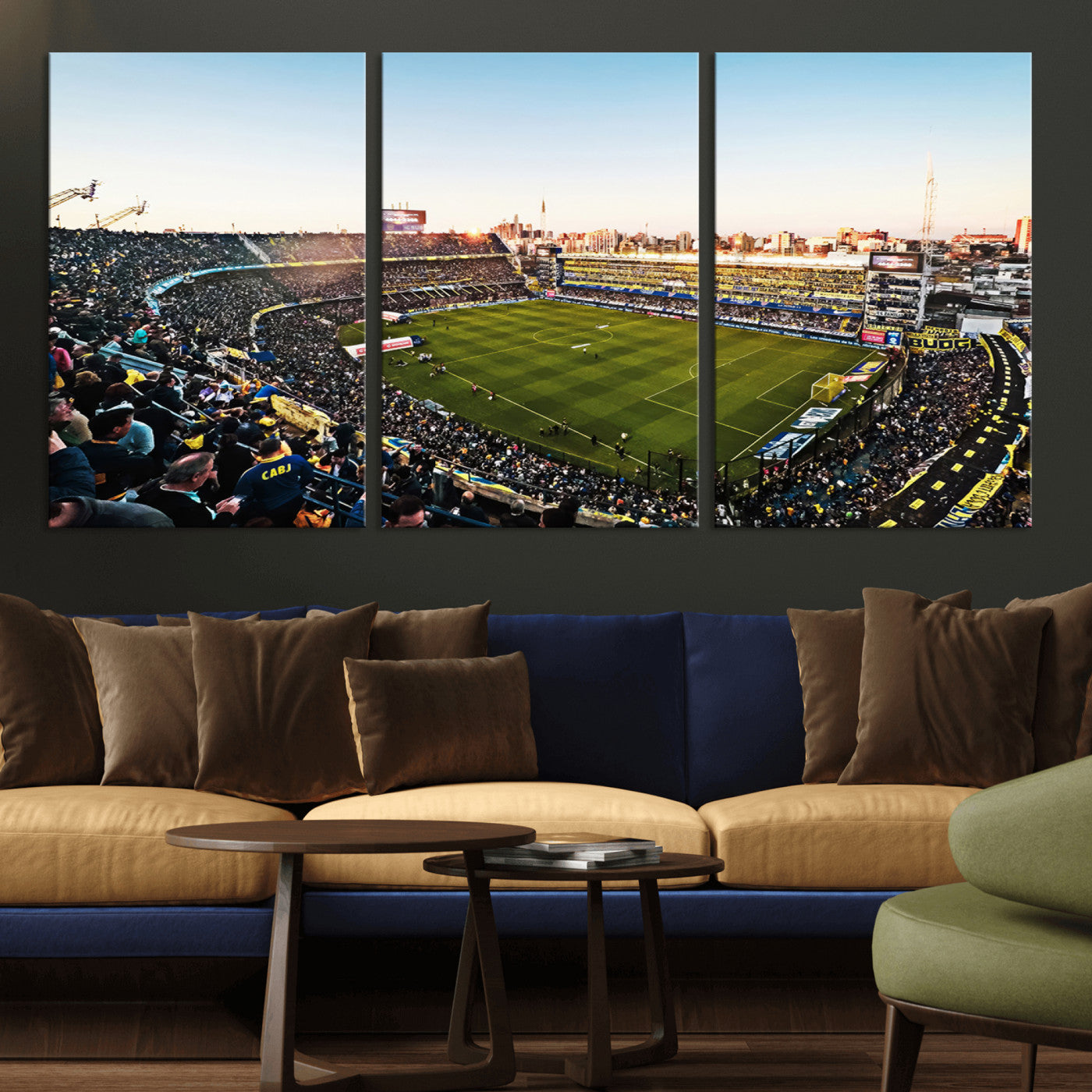 MGV-CV-60X30-3P - Boca Juniors Soccer Team Print - Buenos Aires Bombonera Stadium Wall Art Canvas Print