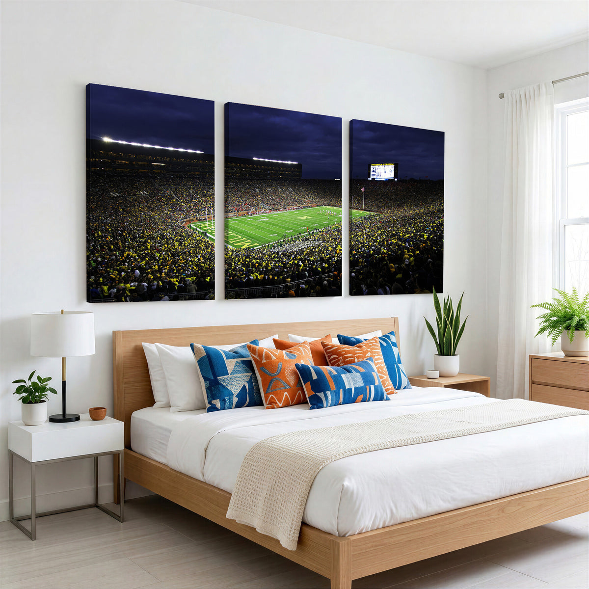 15448-MGV-CV-36X24 - Michigan Wolverines Football Canvas Wall Decor, Football Team Print, Ann Arbor Michigan Stadium