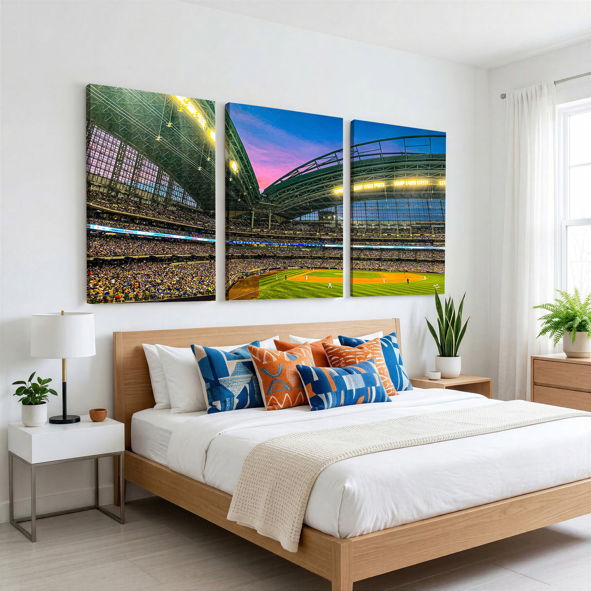 17006-MGV-CV-36X24 - Milwaukee Brewers Baseball Team Print Canvas, American Family Field Stadium Wall Art