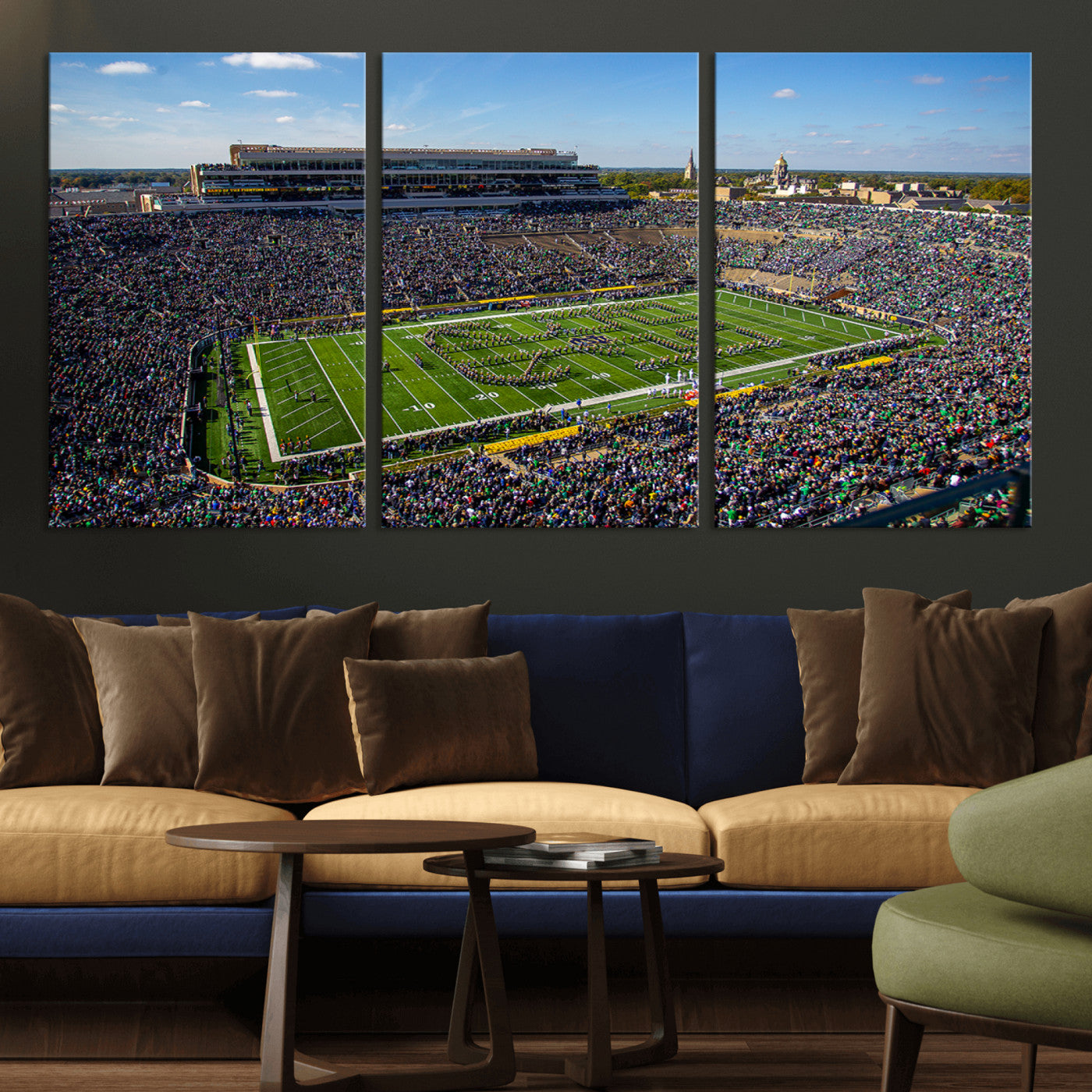 MGV-CV-60X30-3P - Notre Dame Fighting Irish Football Team Print - Notre Dame Stadium Wall Art Canvas Print