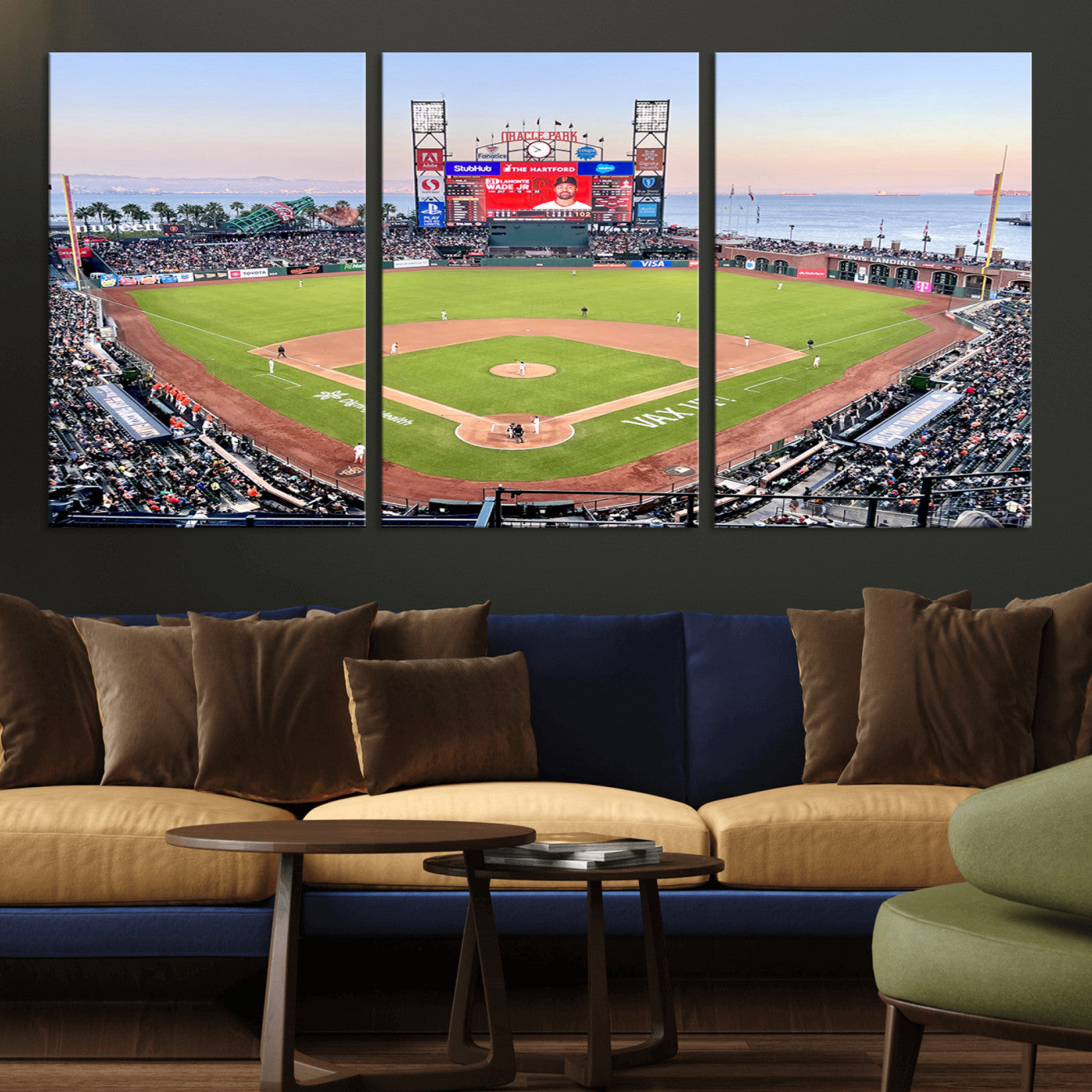 MGV-CV-60X30-3P - San Francisco Giants Baseball Team Print - Oracle Park Stadium Wall Art Canvas Print