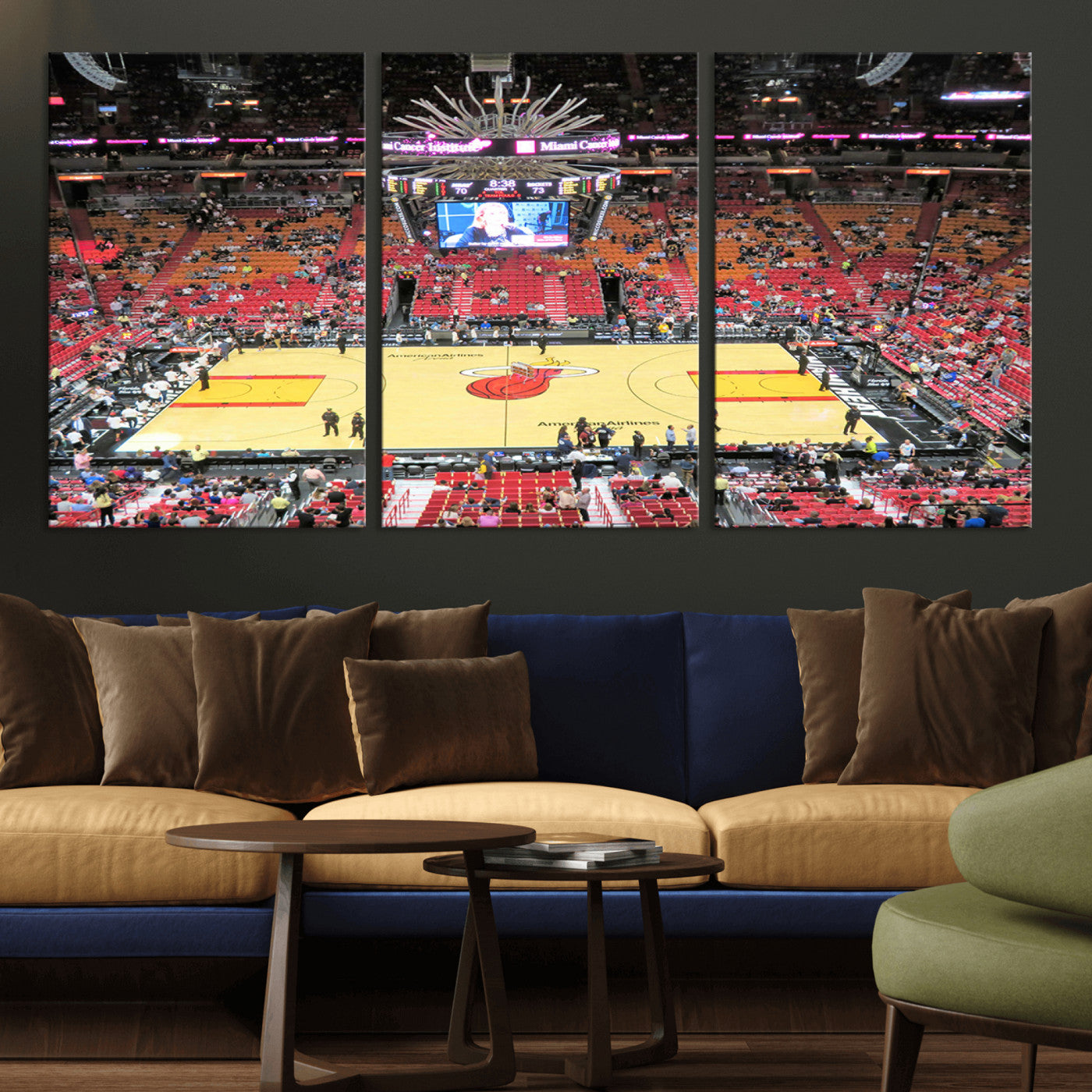MGV-CV-60X30-3P - Miami Heat Basketball Team Print Wall Art- Kaseya Center Stadium Wall Art Canvas Print