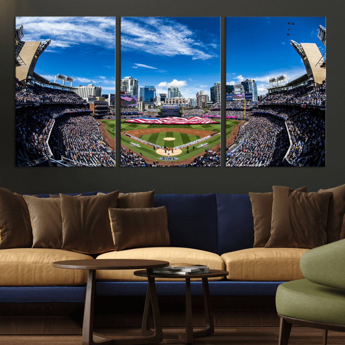 MGV-CV-60X30-3P - San Diego Padres Baseball Team Print - Petco Park Stadium Wall Art Canvas Print