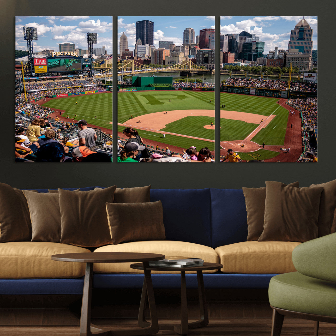MGV-CV-60X30-3P - Pittsburgh Pirates Baseball Team Print - PNC Park Stadium Wall Art Canvas Print - Ready to Hang