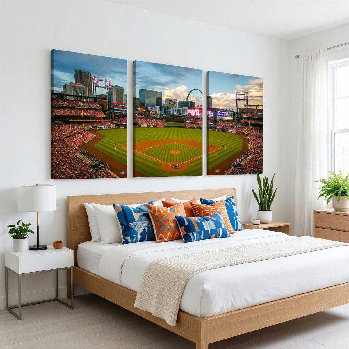34054-MGV-CV-36X24 - St. Louis Cardinals Baseball Team Print, Busch Stadium Wall Art, Framed and Ready to Hang