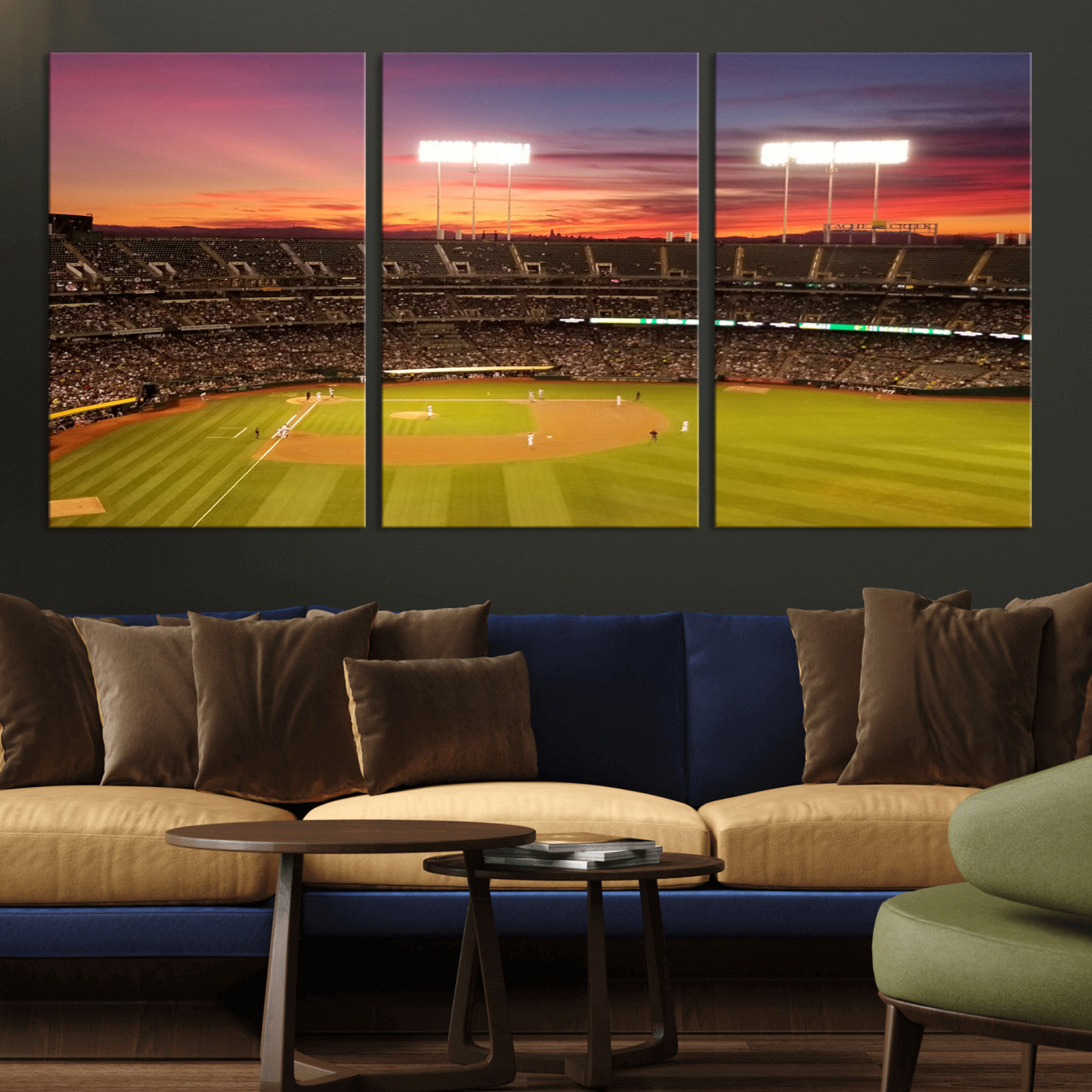 MGV-CV-60X30-3P - Oakland Athletics Baseball Team Print - Oakland Coliseum Stadium Wall Art Canvas Print