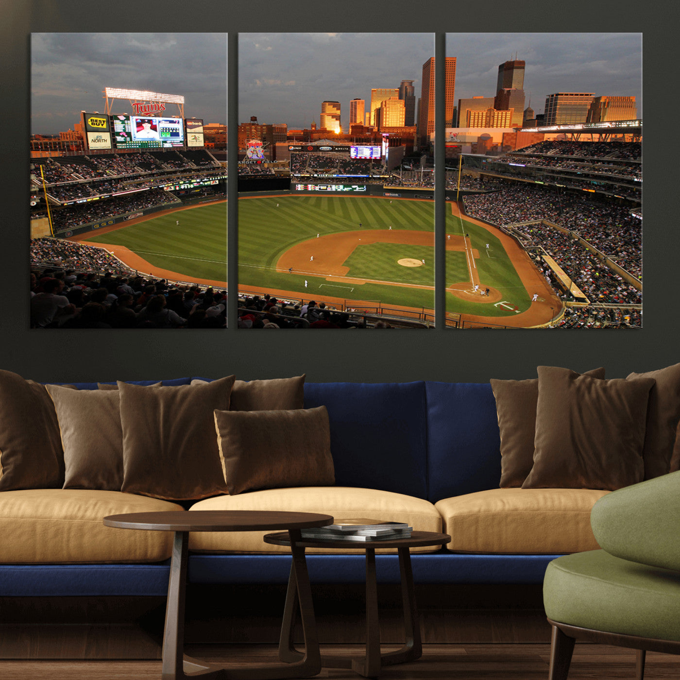 MGV-CV-60X30-3P - Minnesota Twins Baseball Team Print - Minneapolis Target Field Stadium Wall Art Canvas Print