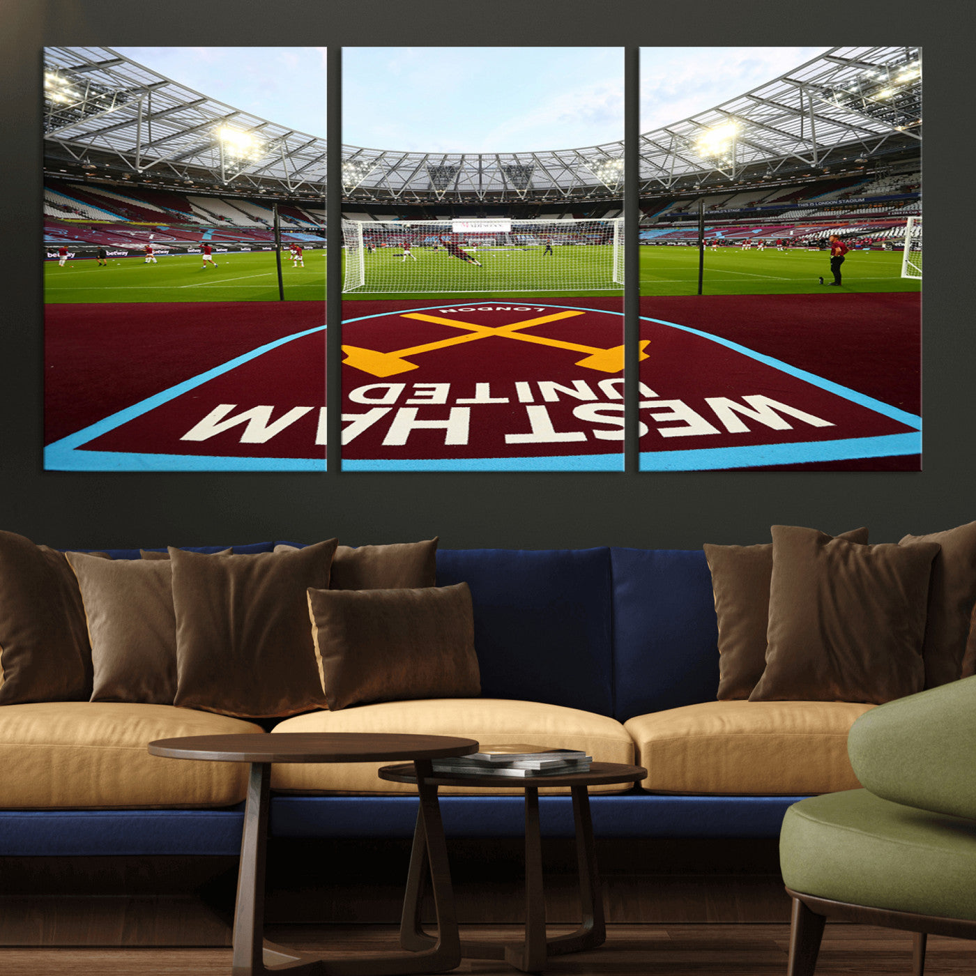 MGV-CV-60X30-3P - West Ham United FC Stadium Canvas Wall Art – London Stadium Football Print – Premier League Team