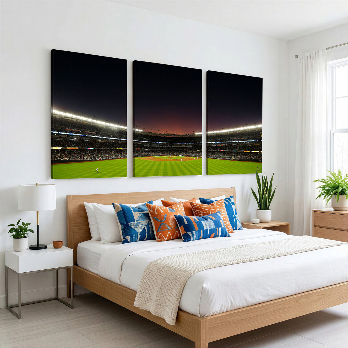 59138-MGV-CV-36X24 - Yankee Stadium Night Game Triple Canvas, New York Yankees Stadium Wall Art