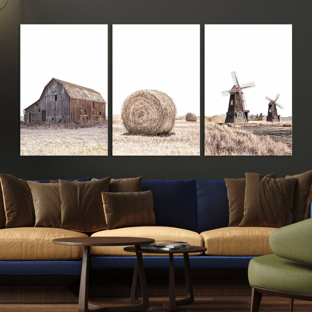 Farm Prints Set, Set of 3 Farmhouse Wall Art, Country House Decor, Barn Print, Wheat Print, Farmhouse Wall Art, Gallery Wall Art, Farm Print