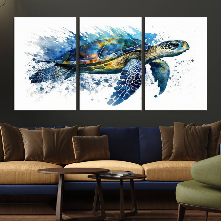 Watercolor Turtle Wall Art Canvas Print