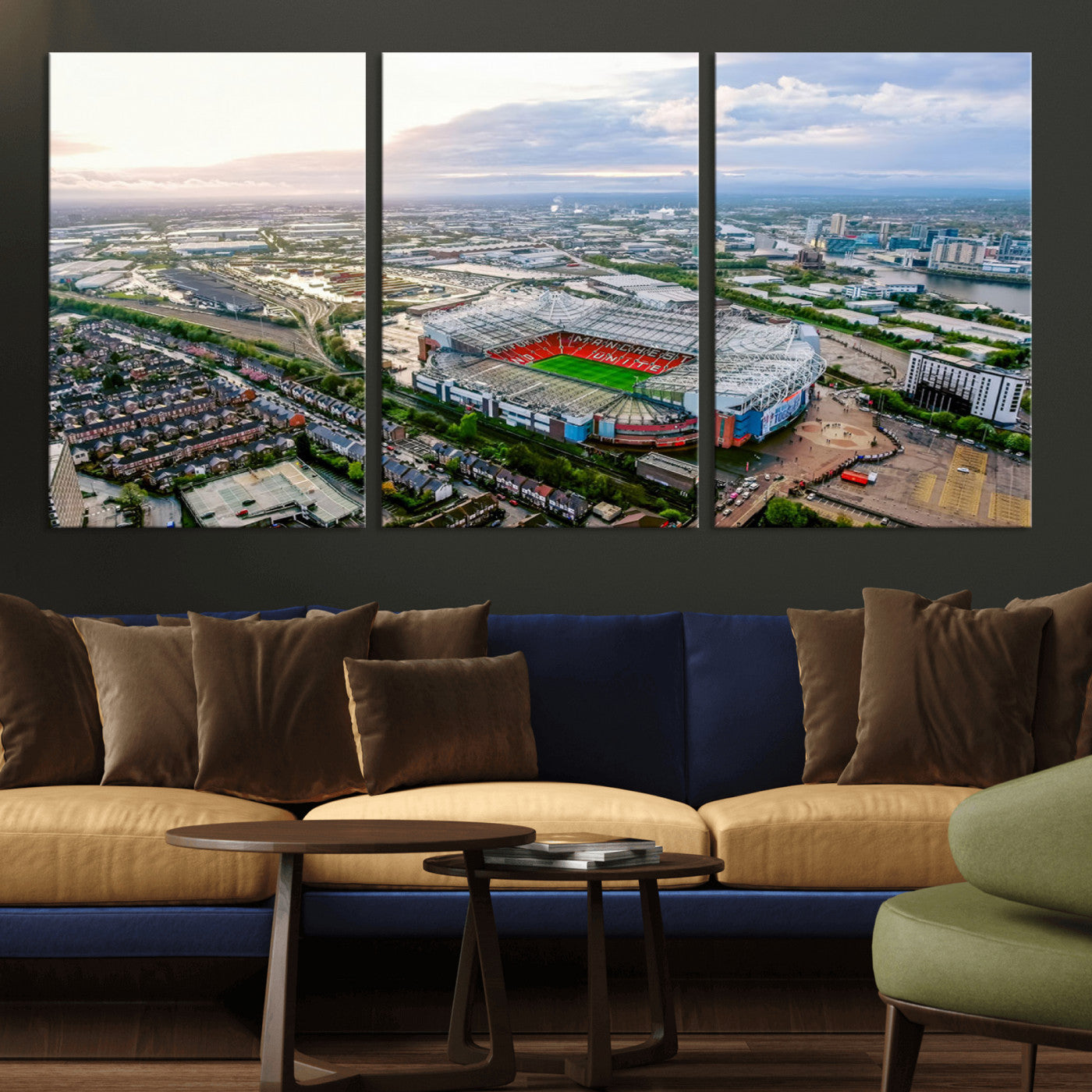 MGV-CV-60X30-3P - Old Trafford Manchester United Stadium Wall Art Canvas Print - Aerial View Stadium, Old Trafford