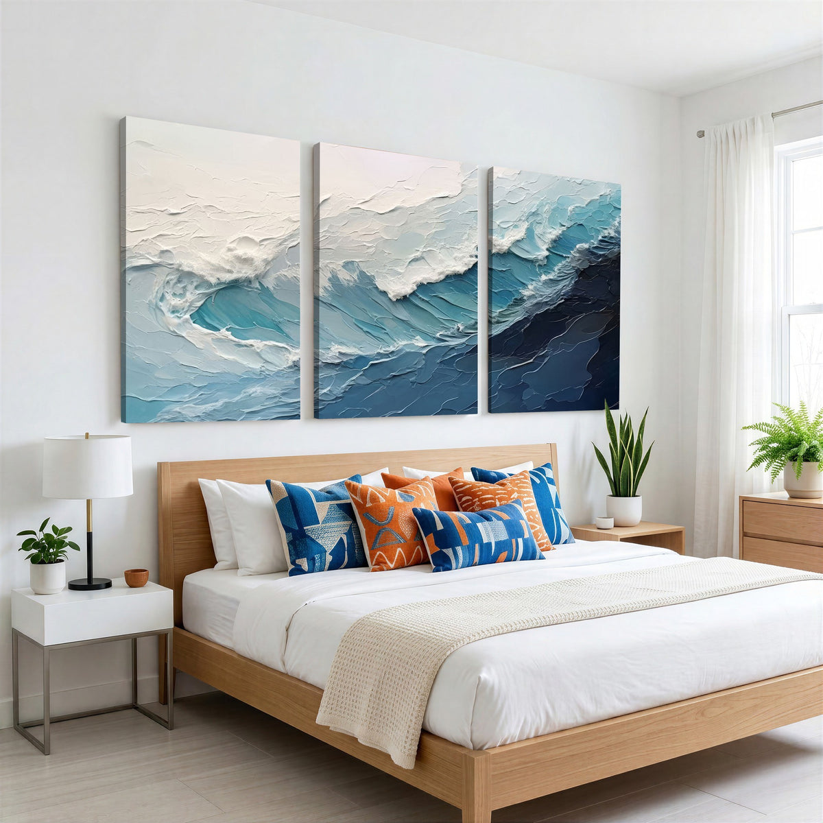 23887D-MGV-CV-24X16 - Ocean Wave Canvas Wall Art Print, Coastal Living Room Large Ocean Wave Wall Decor