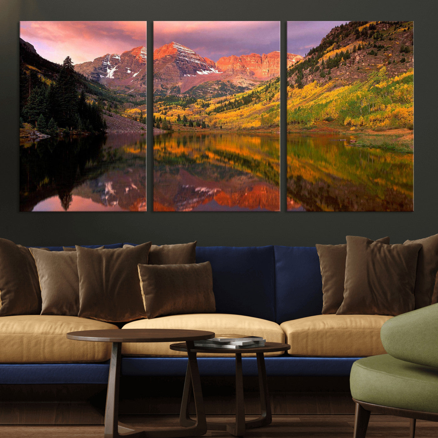 86946-MGV-CV-36X24-Colorado Rockies Mountain Sunset Wall Art | Ready to Hang and Framed | Scenic Nature Landscape