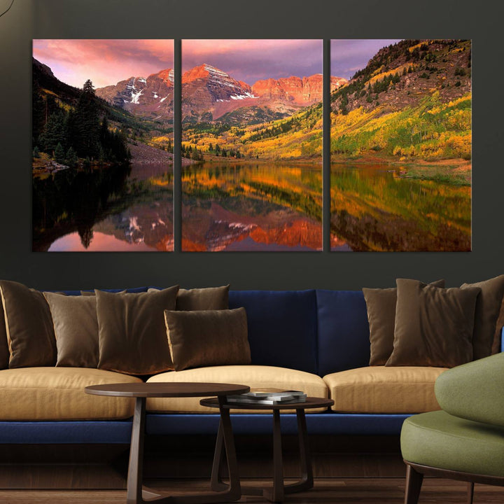 Colorado Rockies Mountain Sunset Wall Art | Ready to Hang and Framed | Scenic Nature Landscape Canvas Print