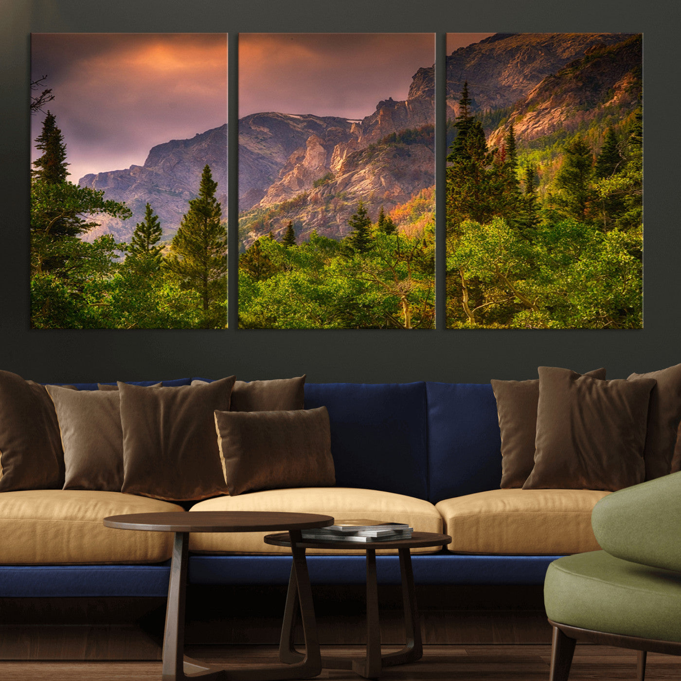 MGV-CV-60X30-3P - Colorado Rockies Mountains Wall Art Canvas Print | Ready to Hang  Framed Mountain Landscape