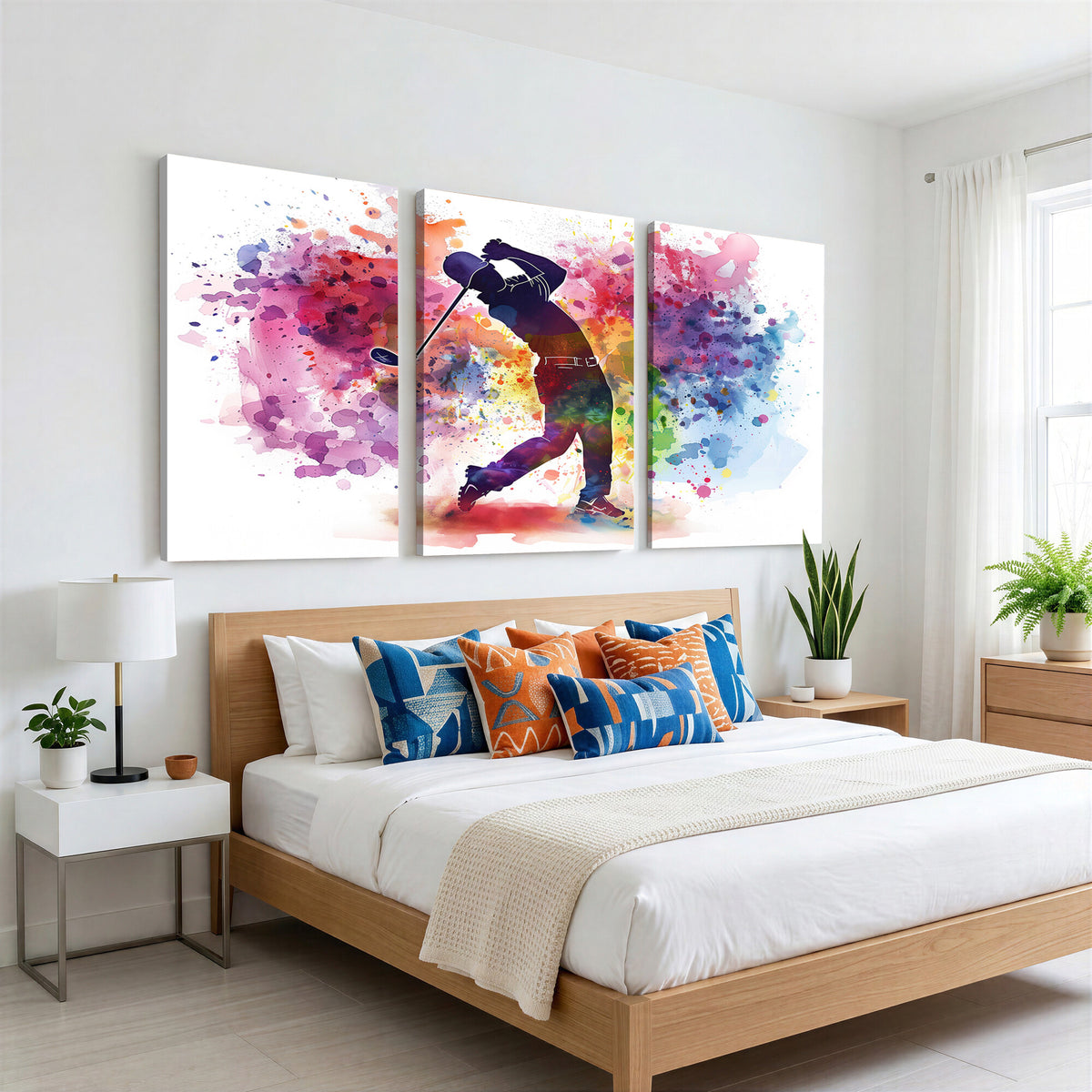 66537-MGV-CV-36X24 - Colorful Golfer Swing Wall Art Canvas Print, Ready to Hang