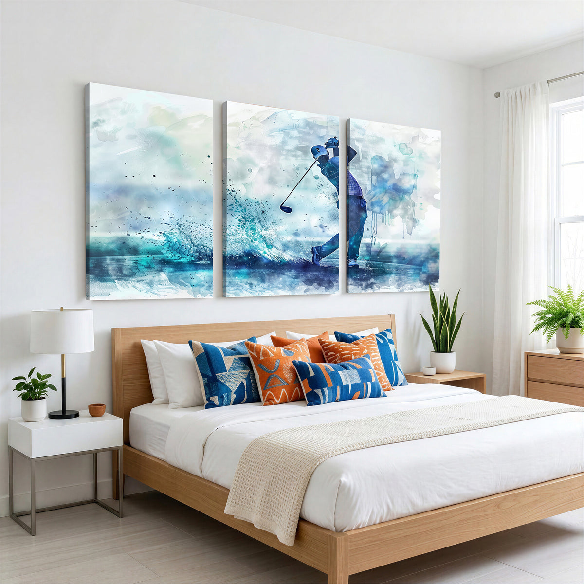 45328-MGV-CV-36X24 - Watercolor Abstract Golf Swing Wall Art Canvas Print