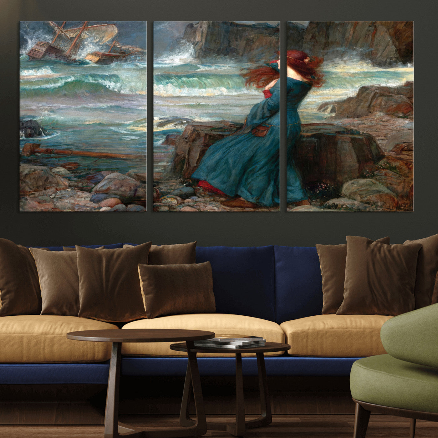 -Miranda by the Shore Wall Art Canvas Print – Tempest Scene Ocean Storm – Ready to Hang