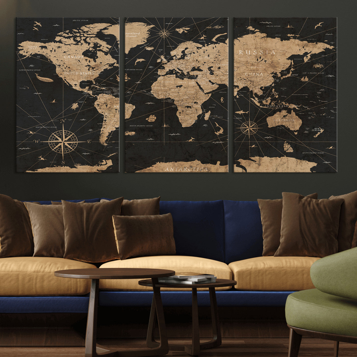 61023-MGV-CV-36X24-World Map Canvas Print – Framed Wall Art for Home Decor