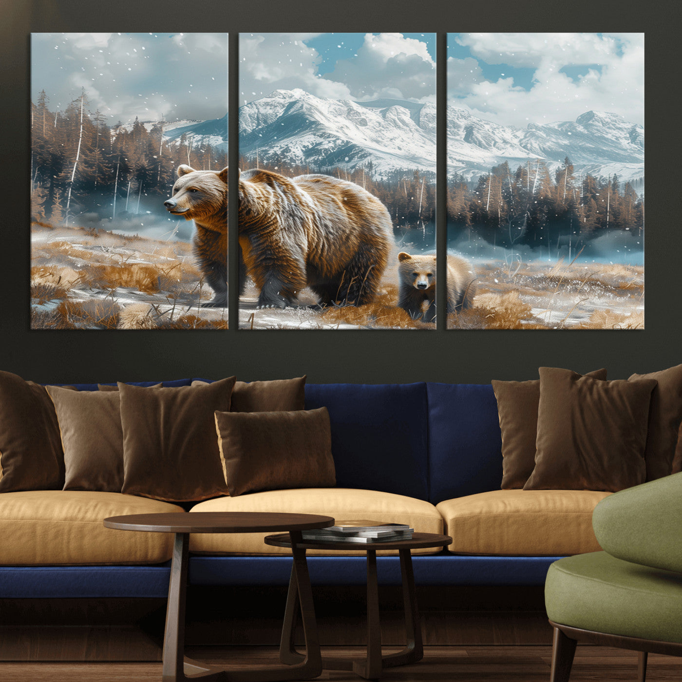 MGV-CV-60X30-3P - Bear and Baby Bear Wall Art Canvas Print