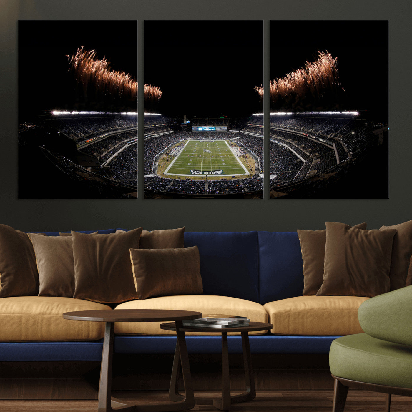 MGV-CV-60X30-3P - Eagles Field Stadium Wall Art | Philadelphia Eagles Football Team Print - Philadelphia Lincoln