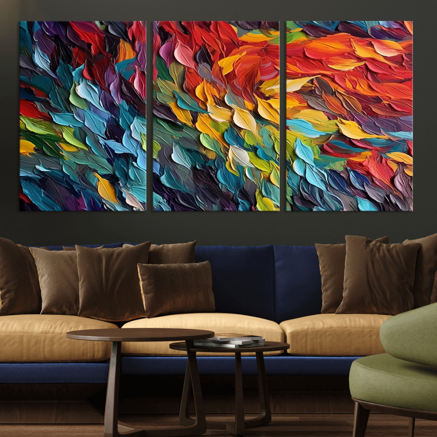 -Vibrant Abstract Leaf Wall Art Canvas Print | Bold Colorful Canvas for Living Room or Office | Ready