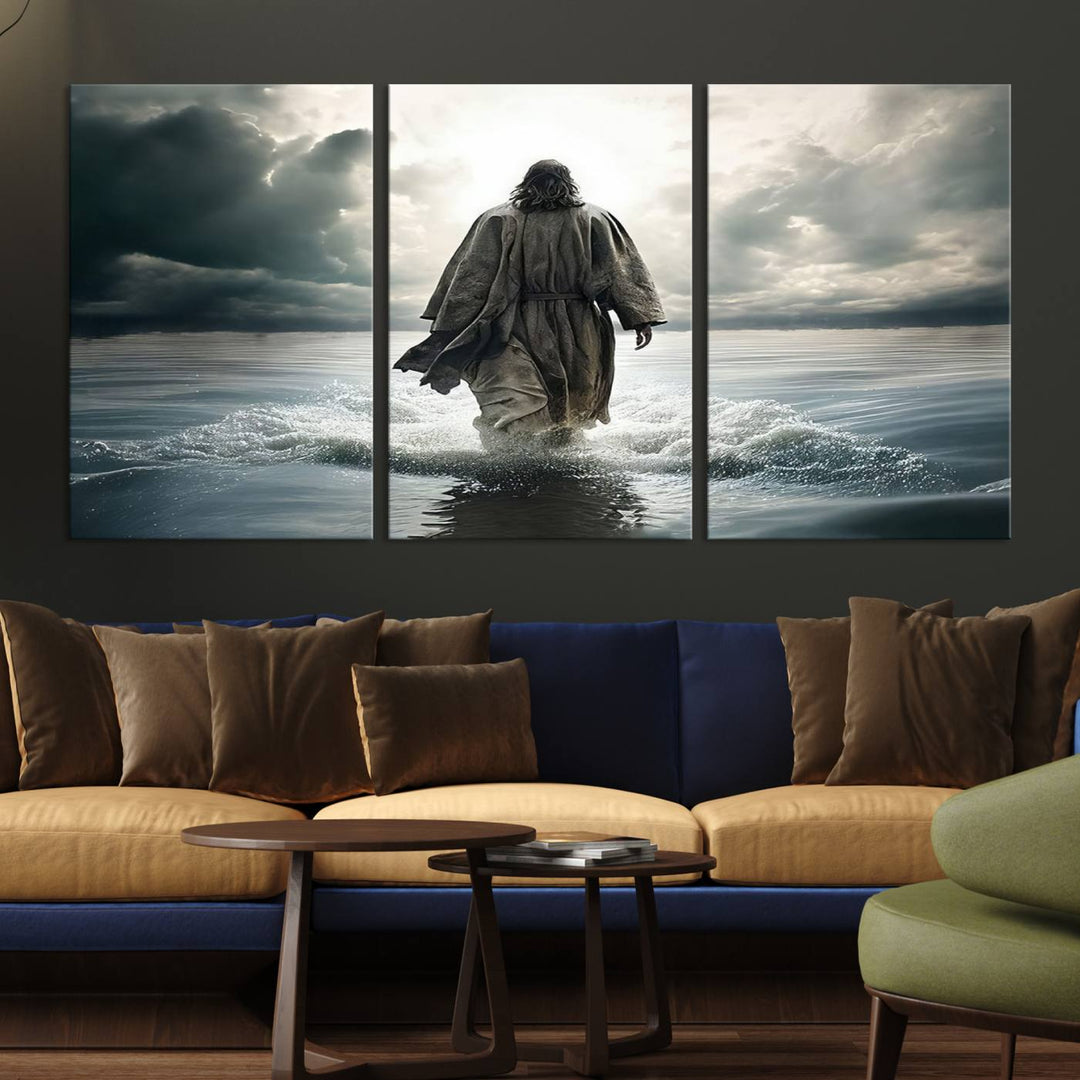 Jesus Walking on Water Wall Art | Canvas Print | Ready to Hang | Christian Home Decor | Spiritual Faith Wall Art | Inspirational Religious Wall Decor