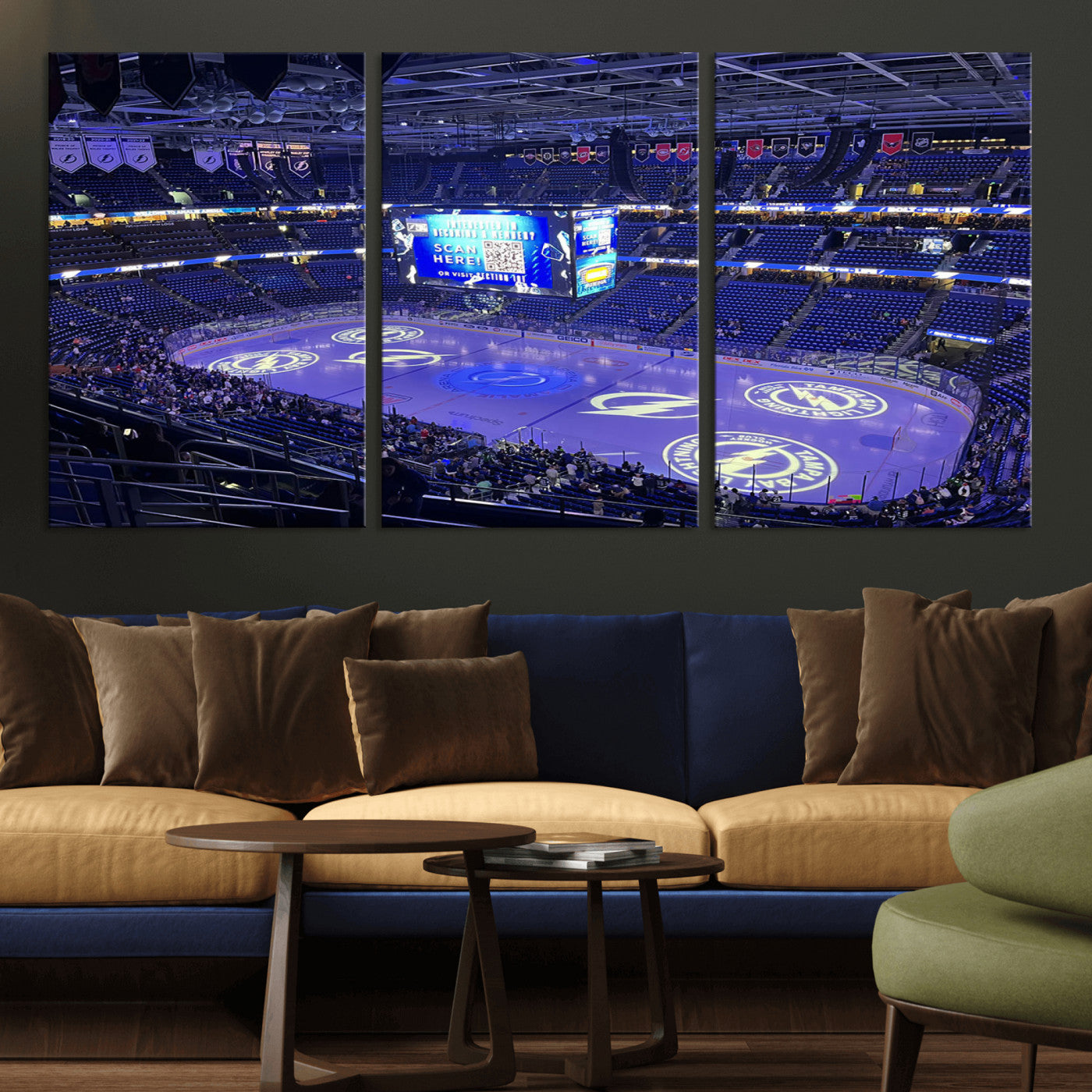 MGV-CV-60X30-3P - Amalie Arena Florida Wall Art Canvas Print - NHL Hockey Stadium Print Wall Art