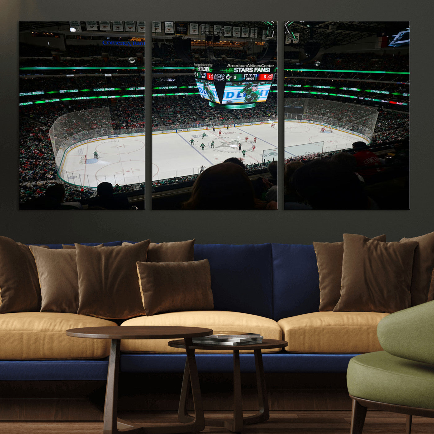 MGV-CV-60X30-3P - American Airlines Center Dallas Stars Wall Art Canvas Print - Dallas Hockey Arena Stadium Print