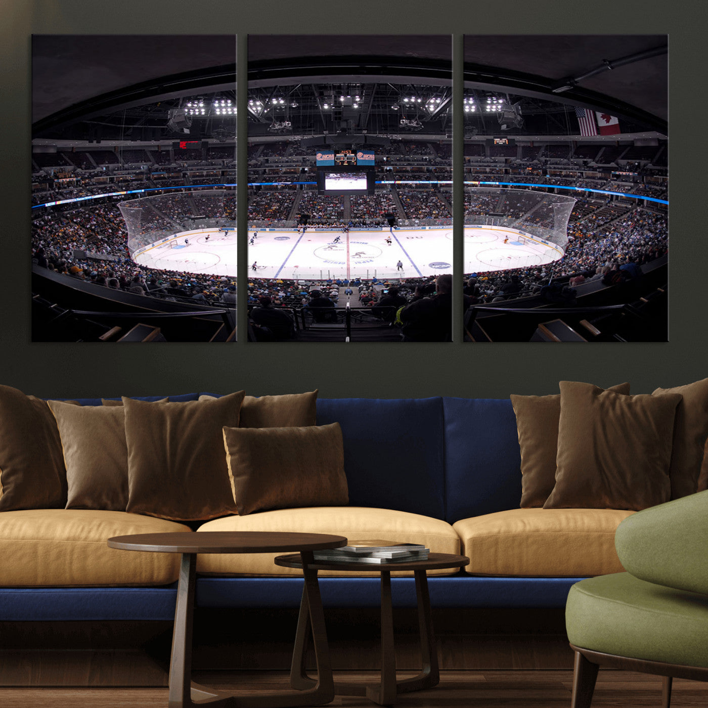 MGV-CV-60X30-3P - Ball Arena Denver Colorado Avalanche Hockey Team Wall Art Canvas Print - Denver Ice Hockey Stadium