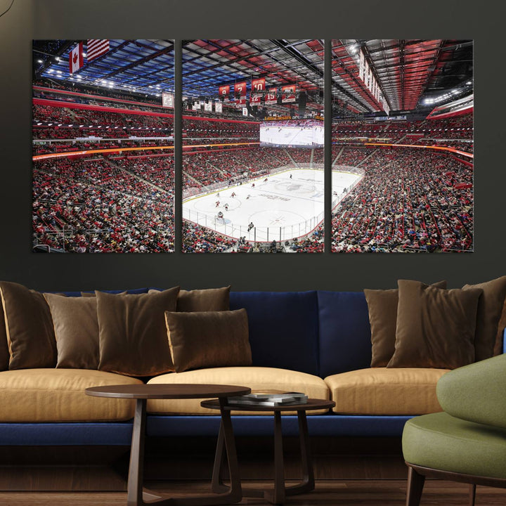 Barton Malow Little Caesars Arena Detroit Wall Art Canvas Print - Detroit Hockey and Basketball Stadium Print