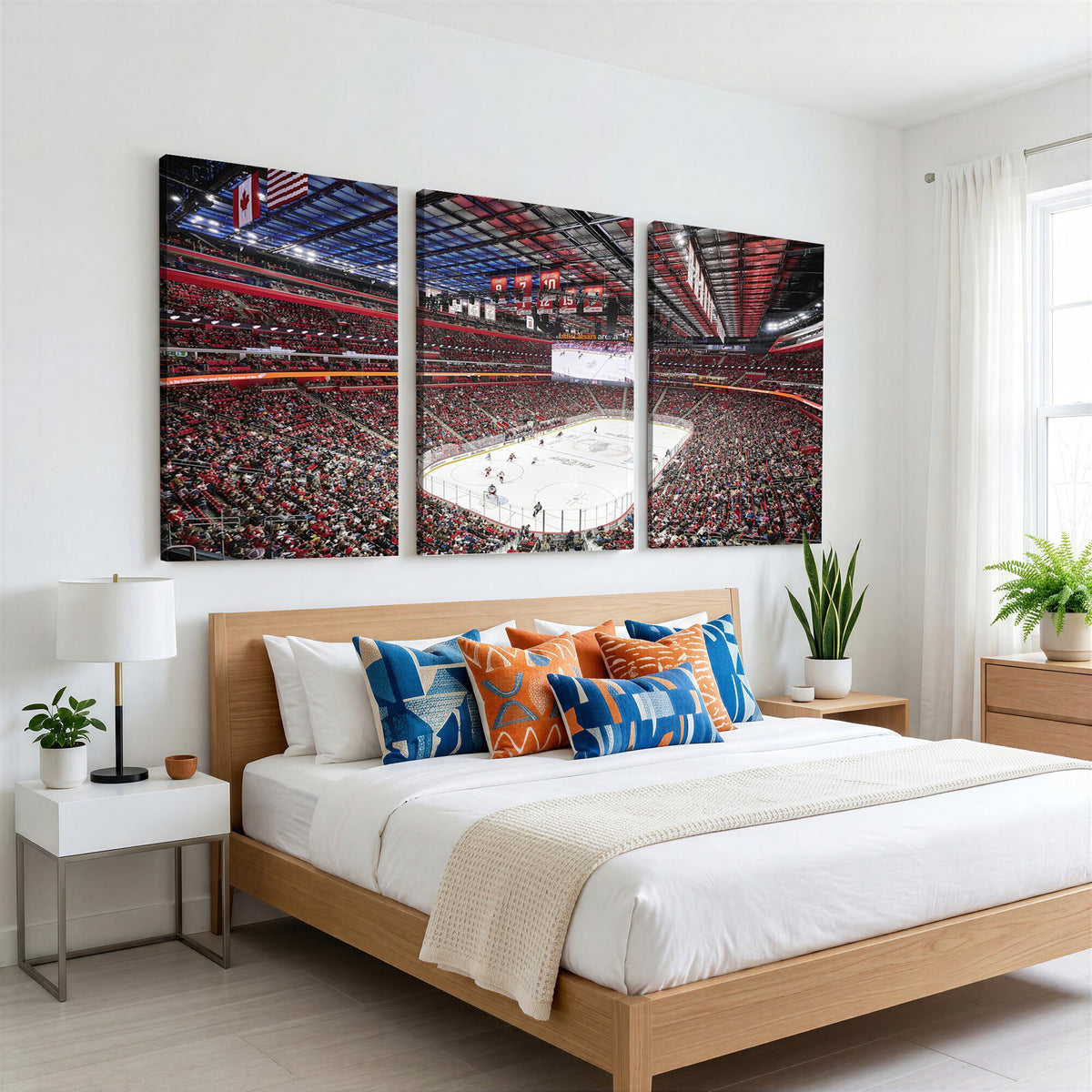 62263-MGV-CV-36X24 - Barton Malow Little Caesars Arena Detroit Wall Art Canvas Print - Detroit Hockey and Basketball